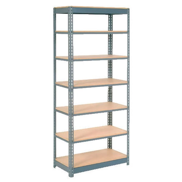 Global Industrial Heavy Duty Shelving 48W x 18D x 84H With 7 Shelves, Wood Deck, Gray B2297409 - main